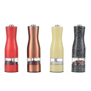 Molinillo de pimienta negro de bambú eléctrico de madera con pilas, juego de molinillo de sal y pimienta marina para Cocina