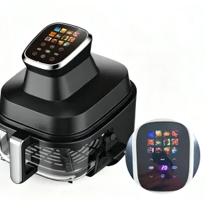 Nuevo estilo 1500W 4L capacidad freidora de aire con vidrio transparente visible freidora de aire crujiente con panel de pantalla digital colorido